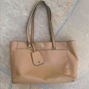 TORY BURCH ROBINSON DOUBLE ZIP TOTE HANDBAG - Brown